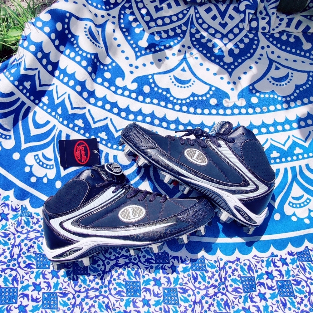 Louisville Slugger Ball Cleats Unisex Black & White Sz. M6.5/ W8 - Picture 2 of 10
